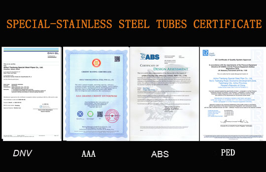 Special-Stainless Steel Tubes Certificate 